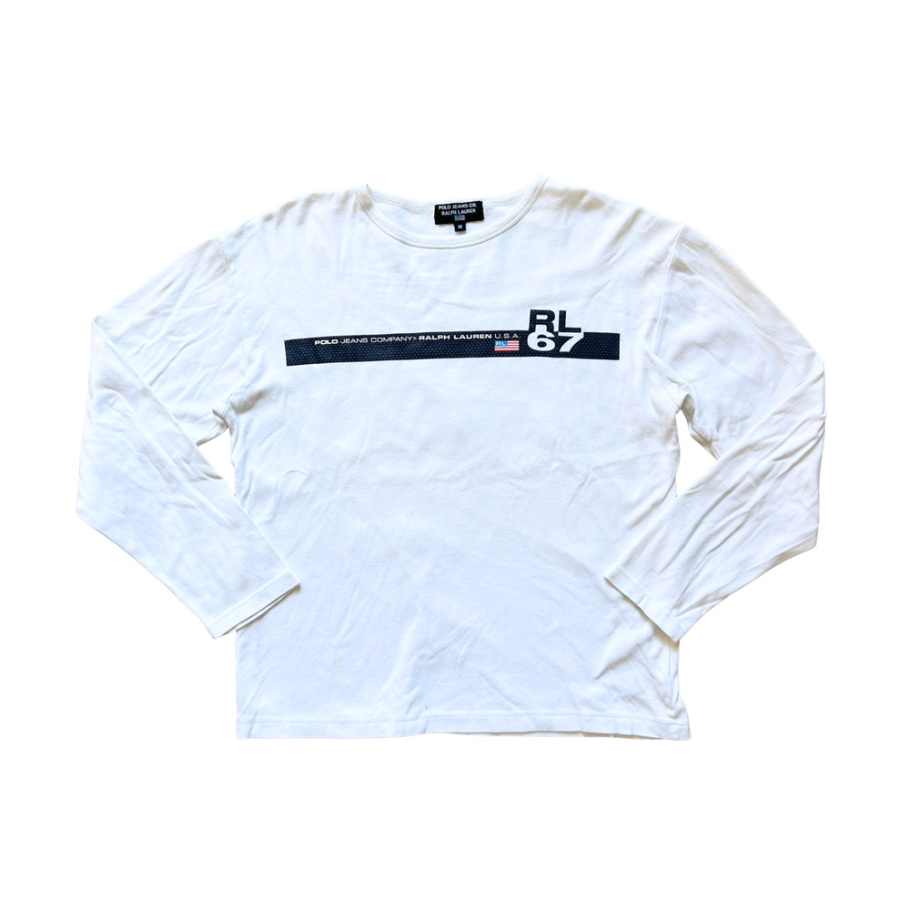 Vtg 90s Polo Ralph Lauren Mens Long Sleeve L Spellout Skater Grunge Streetwear